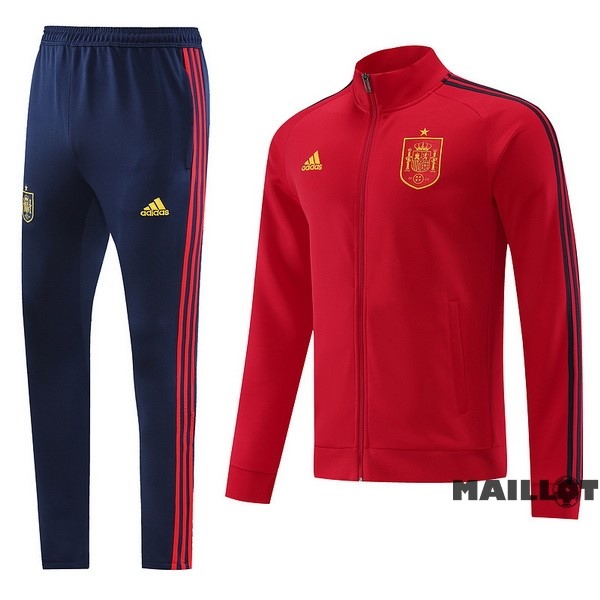 Foot Maillot Pas Cher Ensemble Complet Ropa Deportiva Con Cremallera Larga Espagne 2022 Rouge Bleu