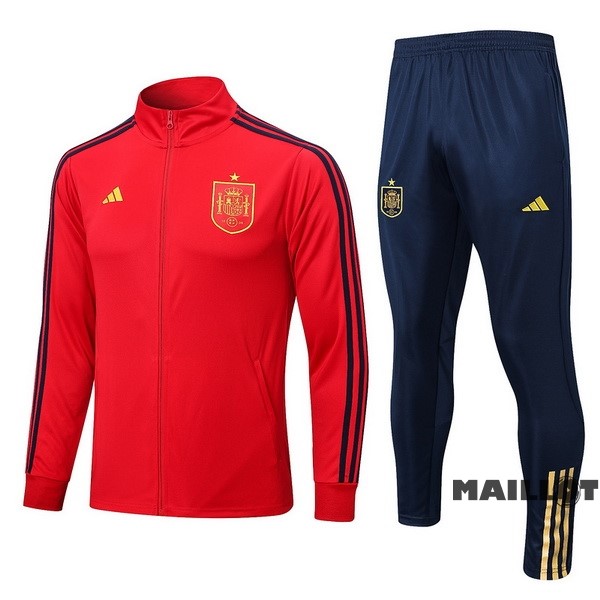 Foot Maillot Pas Cher Ensemble Complet Ropa Deportiva Con Cremallera Larga Espagne 2022 Rouge I Bleu