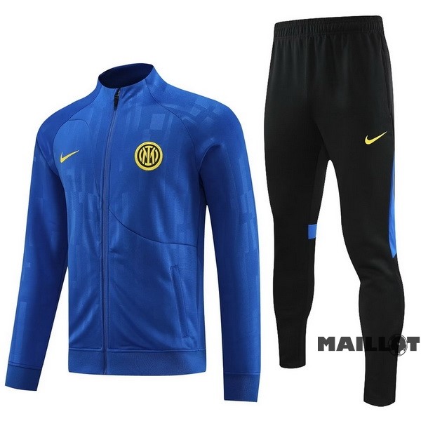 Foot Maillot Pas Cher Ensemble Complet Ropa Deportiva Con Cremallera Larga Inter Milán 2023 2024 Bleu Noir