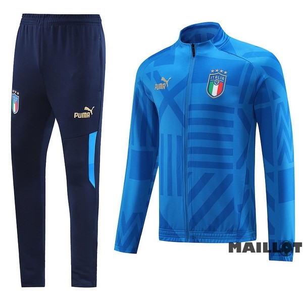 Foot Maillot Pas Cher Ensemble Complet Ropa Deportiva Con Cremallera Larga Italie 2022 Bleu