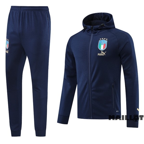 Foot Maillot Pas Cher Ensemble Complet Ropa Deportiva Con Cremallera Larga Italie 2022 Bleu Marine