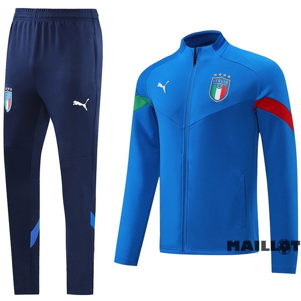 Foot Maillot Pas Cher Ensemble Complet Ropa Deportiva Con Cremallera Larga Italie 2022 I Bleu