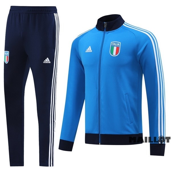 Foot Maillot Pas Cher Ensemble Complet Ropa Deportiva Con Cremallera Larga Italie 2023 Bleu