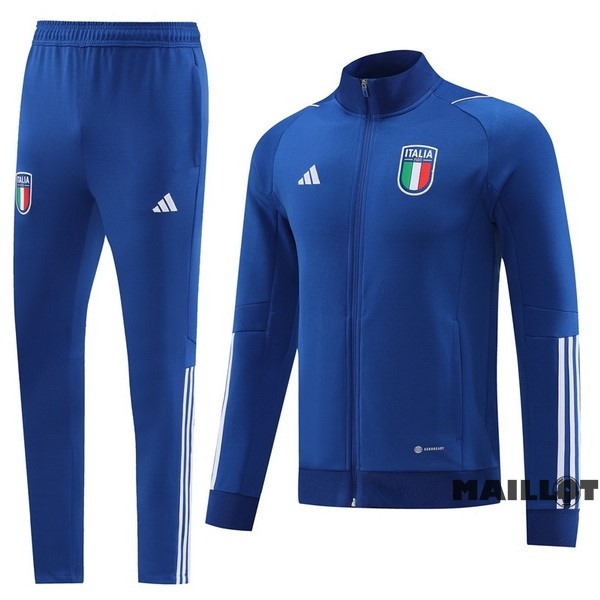 Foot Maillot Pas Cher Ensemble Complet Ropa Deportiva Con Cremallera Larga Italie 2023 I Bleu