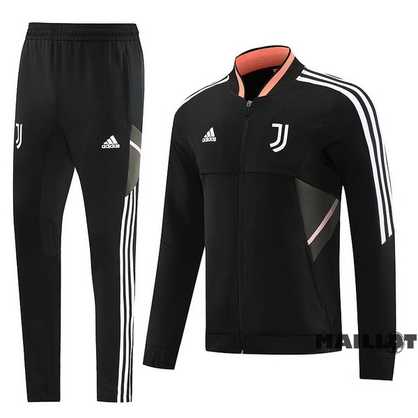 Foot Maillot Pas Cher Ensemble Complet Ropa Deportiva Con Cremallera Larga Juventus 2022 2023 Noir Gris Rose