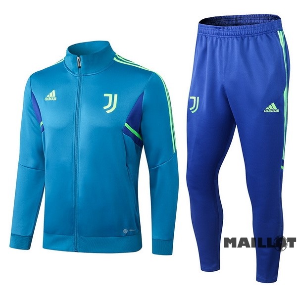 Foot Maillot Pas Cher Ensemble Complet Ropa Deportiva Con Cremallera Larga Juventus 2022 2023 Vert Bleu