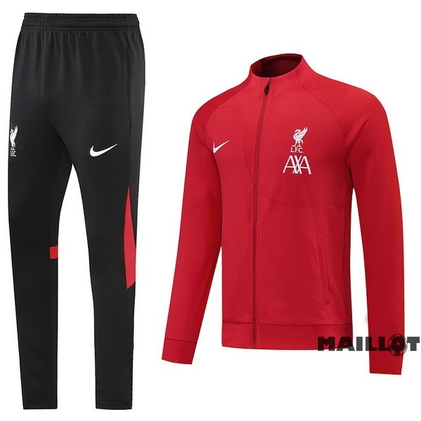 Foot Maillot Pas Cher Ensemble Complet Ropa Deportiva Con Cremallera Larga Liverpool 2022 2023 Noir I Rouge