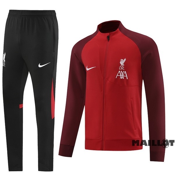 Foot Maillot Pas Cher Ensemble Complet Ropa Deportiva Con Cremallera Larga Liverpool 2022 2023 Noir Rouge