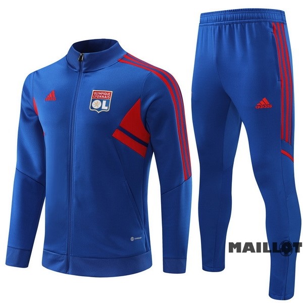 Foot Maillot Pas Cher Ensemble Complet Ropa Deportiva Con Cremallera Larga Lyon 2022 2023 Bleu