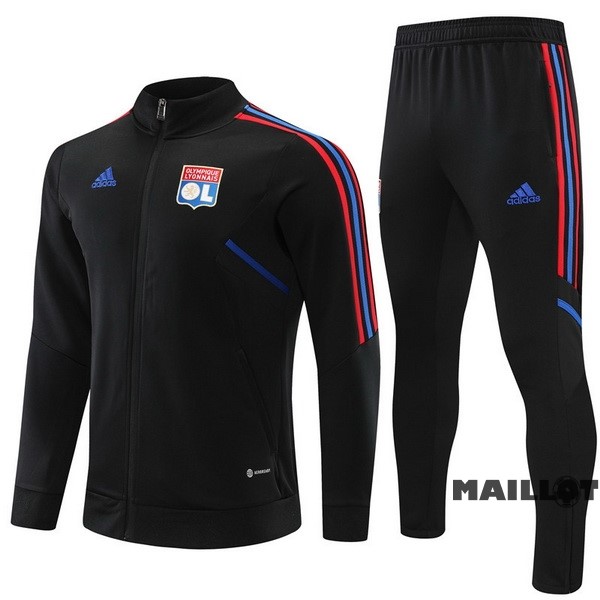 Foot Maillot Pas Cher Ensemble Complet Ropa Deportiva Con Cremallera Larga Lyon 2022 2023 Noir