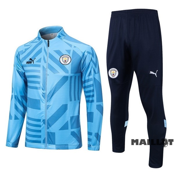 Foot Maillot Pas Cher Ensemble Complet Ropa Deportiva Con Cremallera Larga Manchester City 2022 2023 I Bleu