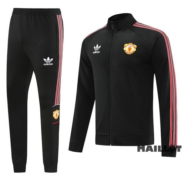 Foot Maillot Pas Cher Ensemble Complet Ropa Deportiva Con Cremallera Larga Manchester United 2022 2023 Noir