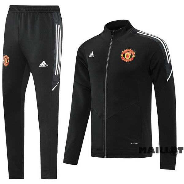 Foot Maillot Pas Cher Ensemble Complet Ropa Deportiva Con Cremallera Larga Manchester United 2022 2023 Noir Gris