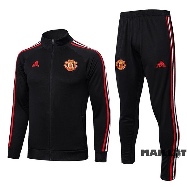 Foot Maillot Pas Cher Ensemble Complet Ropa Deportiva Con Cremallera Larga Manchester United 2022 2023 Noir I Rouge