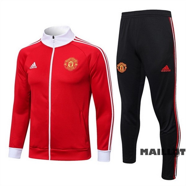 Foot Maillot Pas Cher Ensemble Complet Ropa Deportiva Con Cremallera Larga Manchester United 2022 2023 Rouge I Noir Blanc