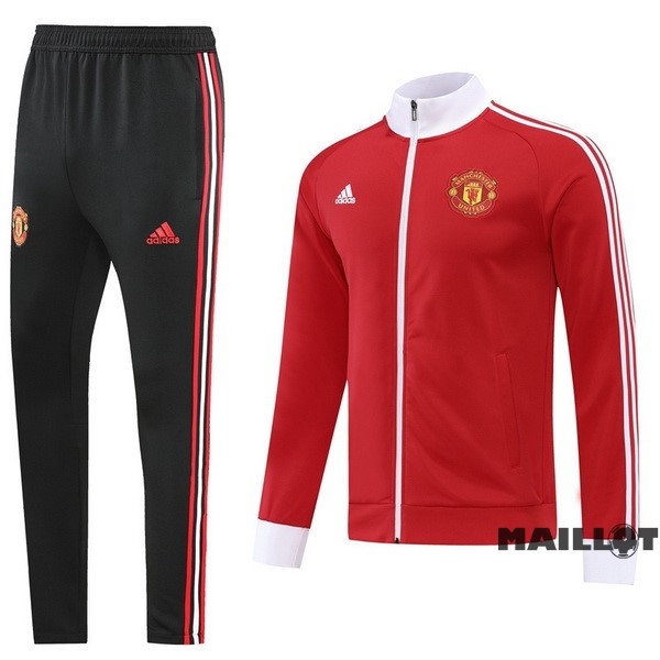 Foot Maillot Pas Cher Ensemble Complet Ropa Deportiva Con Cremallera Larga Manchester United 2022 2023 Rouge Noir Blanc