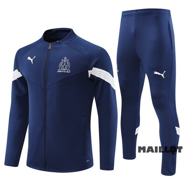 Foot Maillot Pas Cher Ensemble Complet Ropa Deportiva Con Cremallera Larga Marsella 2022 2023 Bleu Marine