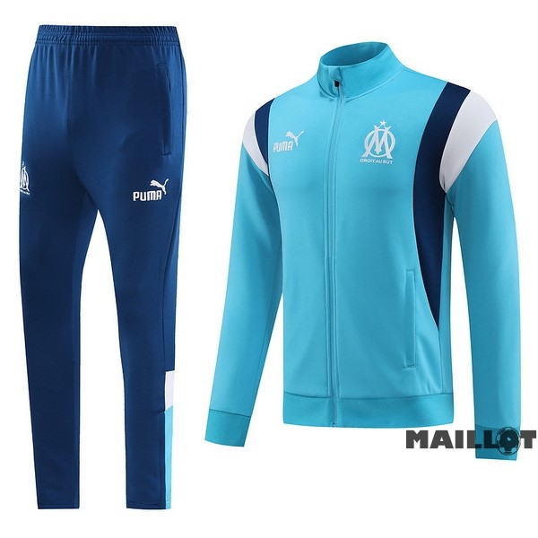 Foot Maillot Pas Cher Ensemble Complet Ropa Deportiva Con Cremallera Larga Marsella 2023 2024 Bleu I Blanc