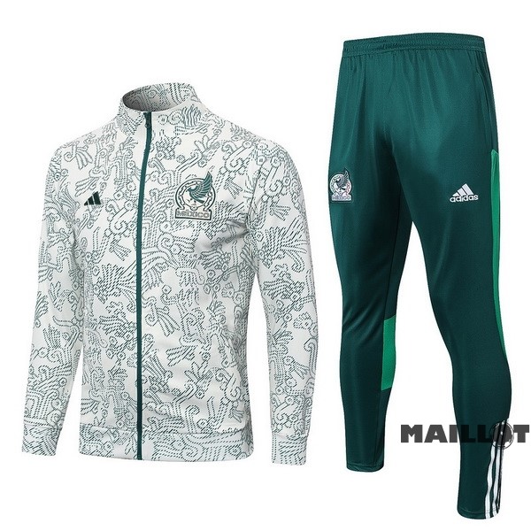 Foot Maillot Pas Cher Ensemble Complet Ropa Deportiva Con Cremallera Larga Mexique 2023 Blanc Vert