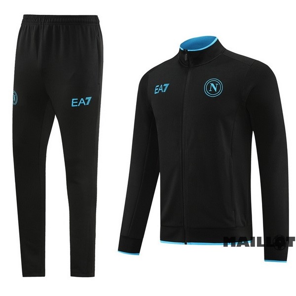 Foot Maillot Pas Cher Ensemble Complet Ropa Deportiva Con Cremallera Larga Napoli 2023 2024 Noir