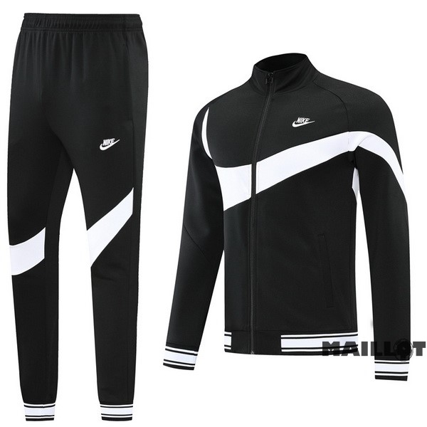 Foot Maillot Pas Cher Ensemble Complet Ropa Deportiva Con Cremallera Larga Nike 2022 2023 Noir Blanc