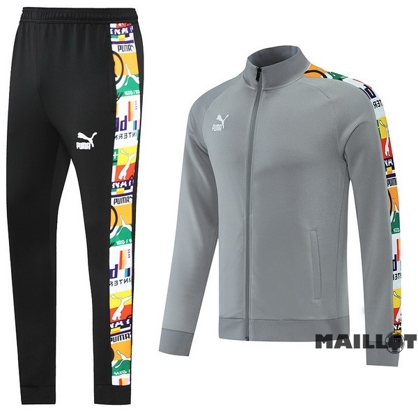 Foot Maillot Pas Cher Ensemble Complet Ropa Deportiva Con Cremallera Larga PUMA 2022 2023 Gris Noir