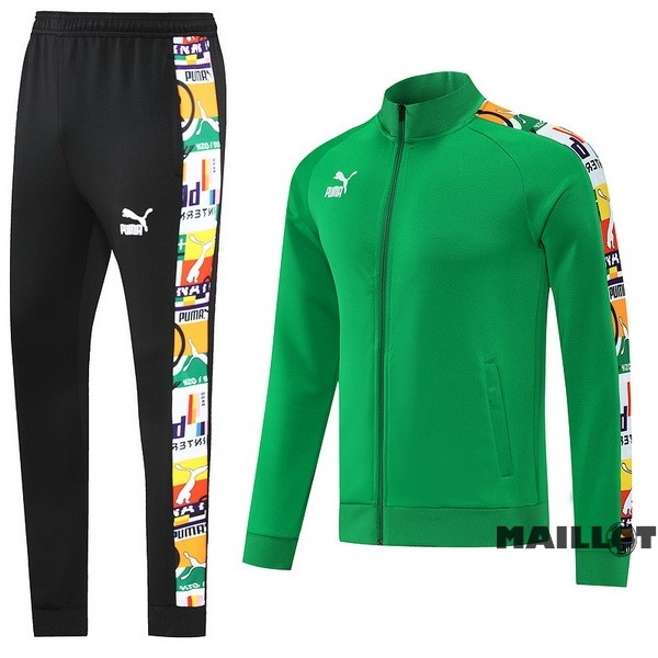 Foot Maillot Pas Cher Ensemble Complet Ropa Deportiva Con Cremallera Larga PUMA 2022 2023 Vert Noir