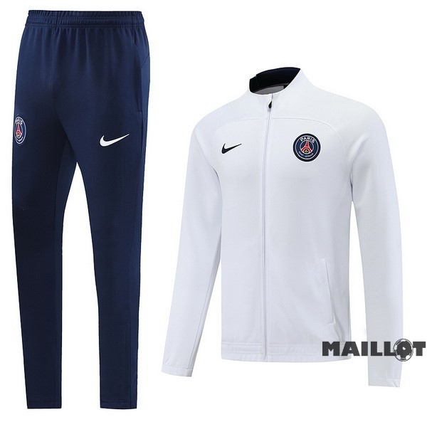 Foot Maillot Pas Cher Ensemble Complet Ropa Deportiva Con Cremallera Larga Paris Saint Germain 2022 2023 Blanc Bleu