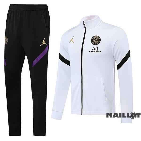 Foot Maillot Pas Cher Ensemble Complet Ropa Deportiva Con Cremallera Larga Paris Saint Germain 2022 2023 Blanc Noir