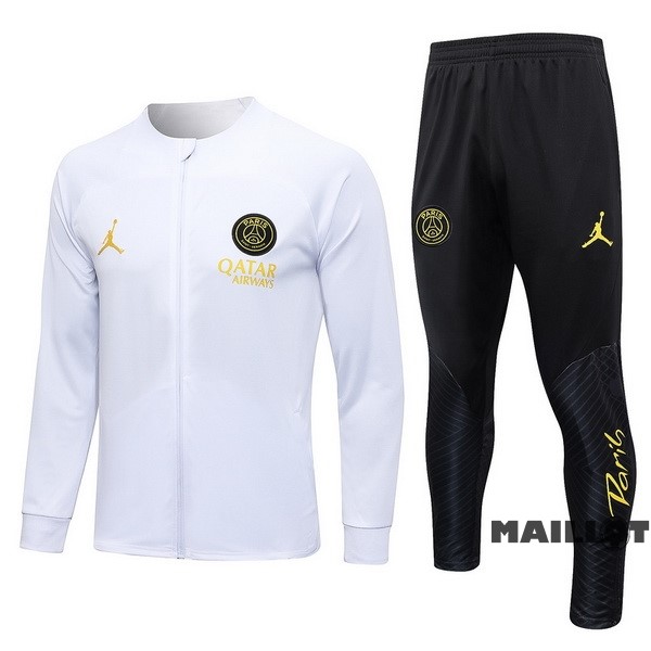 Foot Maillot Pas Cher Ensemble Complet Ropa Deportiva Con Cremallera Larga Paris Saint Germain 2023 2024 Blanc Noir