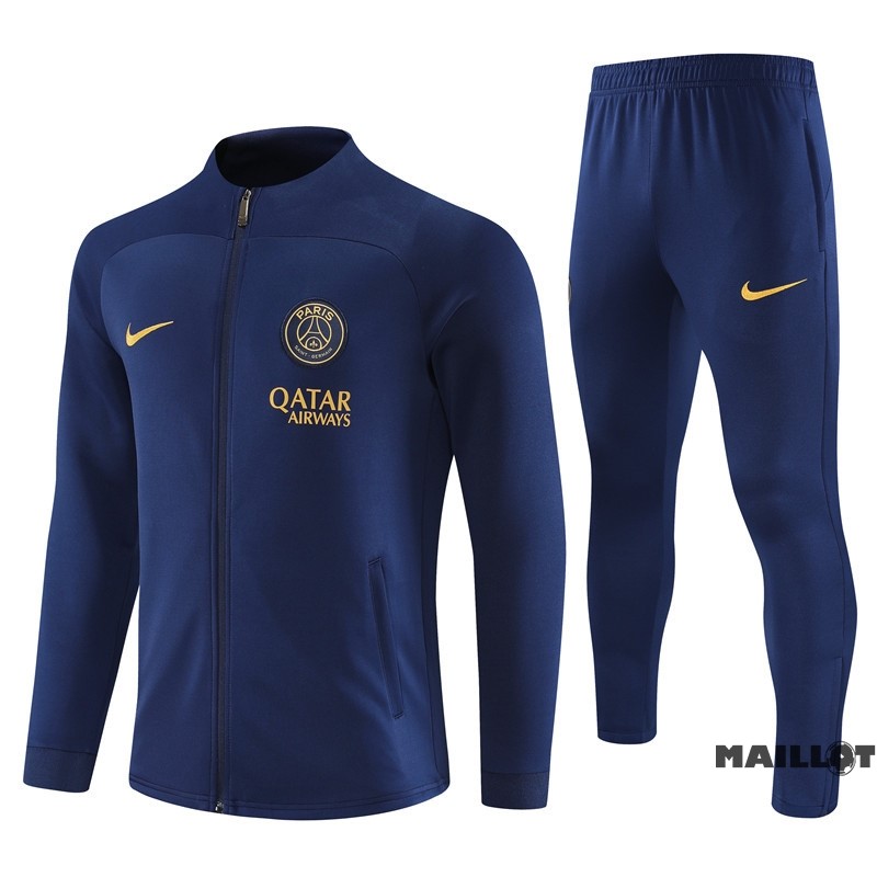 Foot Maillot Pas Cher Ensemble Complet Ropa Deportiva Con Cremallera Larga Paris Saint Germain 2023 2024 Bleu I Marine