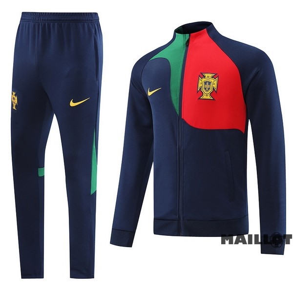 Foot Maillot Pas Cher Ensemble Complet Ropa Deportiva Con Cremallera Larga Portugal 2022 Bleu Rouge