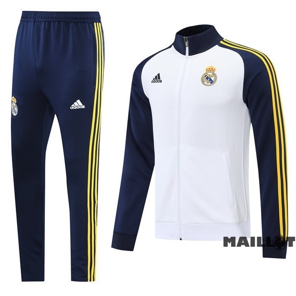 Foot Maillot Pas Cher Ensemble Complet Ropa Deportiva Con Cremallera Larga Real Madrid 2022 2023 Bleu Marine Blanc