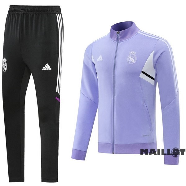 Foot Maillot Pas Cher Ensemble Complet Ropa Deportiva Con Cremallera Larga Real Madrid 2022 2023 Noir I Purpura