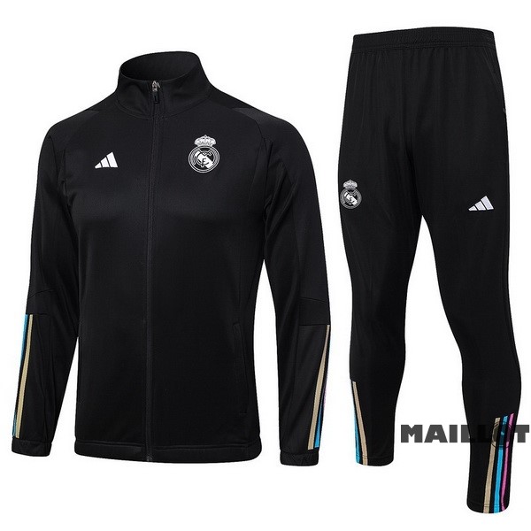 Foot Maillot Pas Cher Ensemble Complet Ropa Deportiva Con Cremallera Larga Real Madrid 2023 2024 Noir