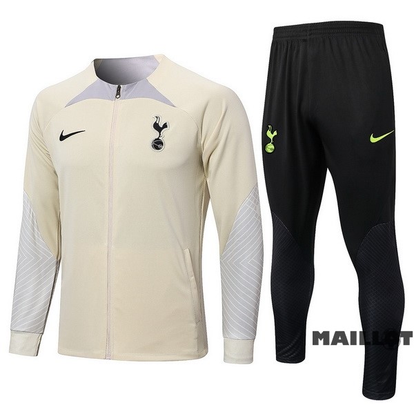 Foot Maillot Pas Cher Ensemble Complet Ropa Deportiva Con Cremallera Larga Tottenham Hotspur 2022 2023 Blanc Jaune Noir