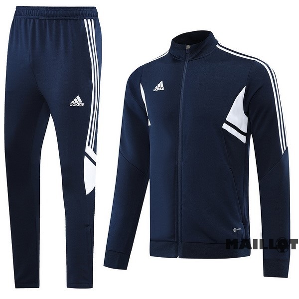 Foot Maillot Pas Cher Ensemble Complet Ropa Deportiva Con Cremallera Larga adidas 2022 2023 Bleu Marine Blanc