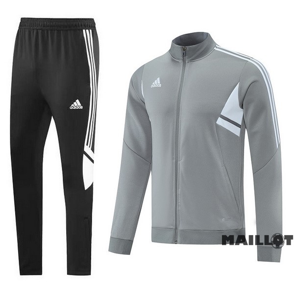 Foot Maillot Pas Cher Ensemble Complet Ropa Deportiva Con Cremallera Larga adidas 2022 2023 Gris Noir