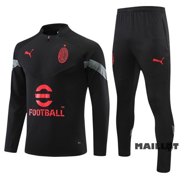 Foot Maillot Pas Cher Ensemble Complet Sudadera Entrainement AC Milan 2022 2023 I Noir