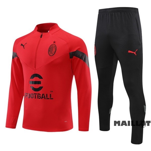 Foot Maillot Pas Cher Ensemble Complet Sudadera Entrainement AC Milan 2022 2023 Rouge I Noir