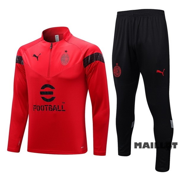 Foot Maillot Pas Cher Ensemble Complet Sudadera Entrainement AC Milan 2022 2023 Rouge Noir