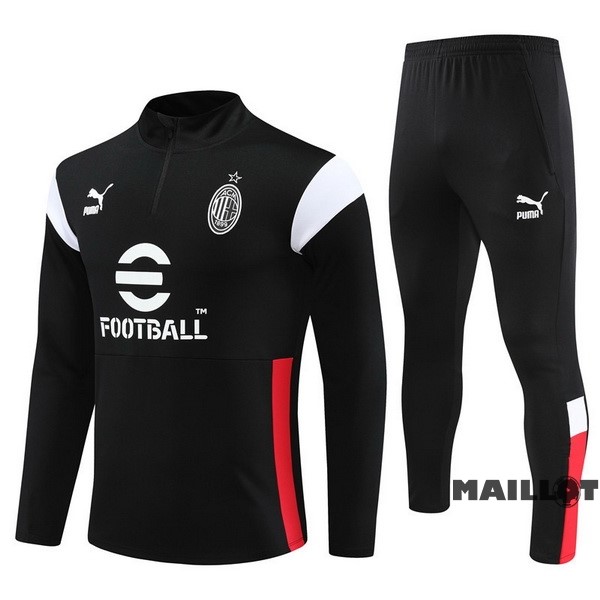 Foot Maillot Pas Cher Ensemble Complet Sudadera Entrainement AC Milan 2023 2024 Noir