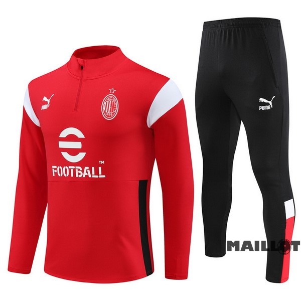 Foot Maillot Pas Cher Ensemble Complet Sudadera Entrainement AC Milan 2023 2024 Rouge Noir