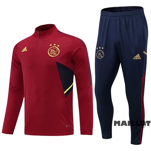 Foot Maillot Pas Cher Ensemble Complet Sudadera Entrainement Ajax 2023 2024 Bordeaux Bleu