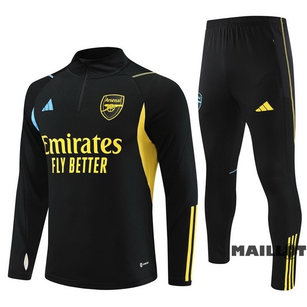 Foot Maillot Pas Cher Ensemble Complet Sudadera Entrainement Arsenal 2023 2024 Noir III Jaune