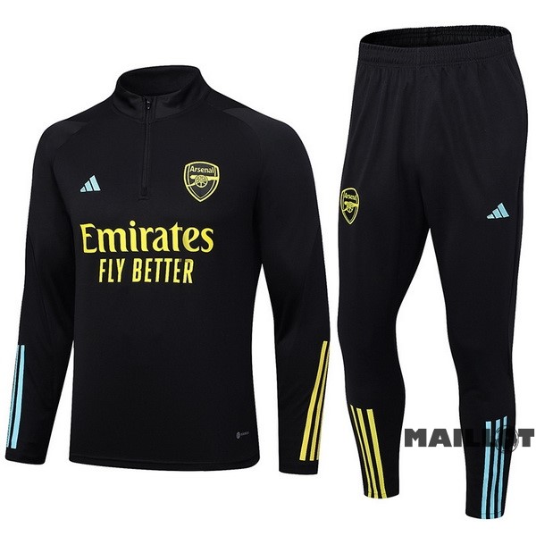 Foot Maillot Pas Cher Ensemble Complet Sudadera Entrainement Arsenal 2023 2024 Noir II Jaune