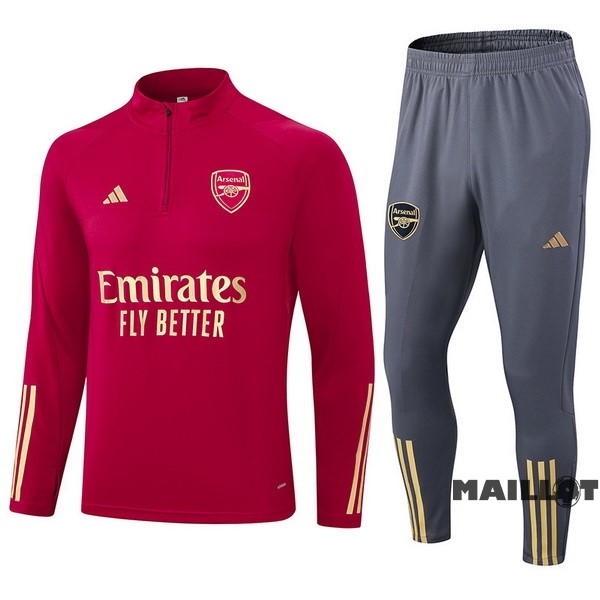 Foot Maillot Pas Cher Ensemble Complet Sudadera Entrainement Arsenal 2023 2024 Rouge Gris