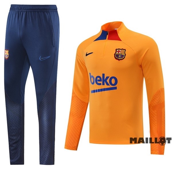 Foot Maillot Pas Cher Ensemble Complet Sudadera Entrainement Barcelona 2022 2023 Bleu Jaune