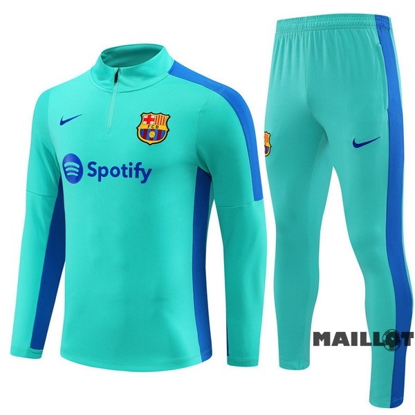 Foot Maillot Pas Cher Ensemble Complet Sudadera Entrainement Barcelona Enfant 2023 2024 Vert Bleu