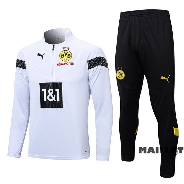 Foot Maillot Pas Cher Ensemble Complet Sudadera Entrainement Borussia Dortmund 2022 2023 Blanc Noir